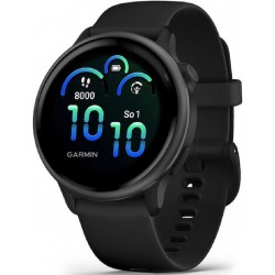 Garmin Vivoactive 6 Aluminium 42mm Αδιάβροχο Smartwatch με Παλμογράφο (010-02985-00) Slate with Black Band