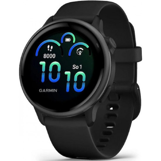 Garmin Vivoactive 6 Aluminium 42mm Αδιάβροχο Smartwatch με Παλμογράφο (010-02985-00) Slate with Black Band
