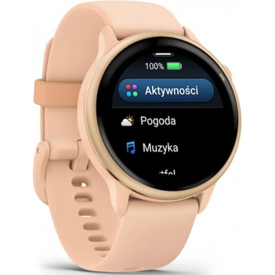 Garmin Vivoactive 6 Aluminium 42mm Αδιάβροχο Smartwatch με Παλμογράφο (010-02985-03) Pink Dawn Metallic