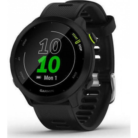 Garmin Forerunner 55 42mm Αδιάβροχο Smartwatch με Παλμογράφο (010-02562-14) Μαύρο