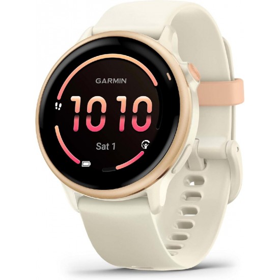 Garmin Vivoactive 6 Aluminium 42mm Αδιάβροχο Smartwatch με Παλμογράφο (010-02985-05) Bone Pink Dawn