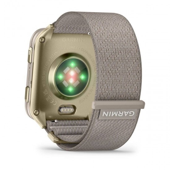 Garmin Venu X1 51.2 mm  (010-02980-09) with Titanium Caseback and French Grey Nylon Band Soft Gold