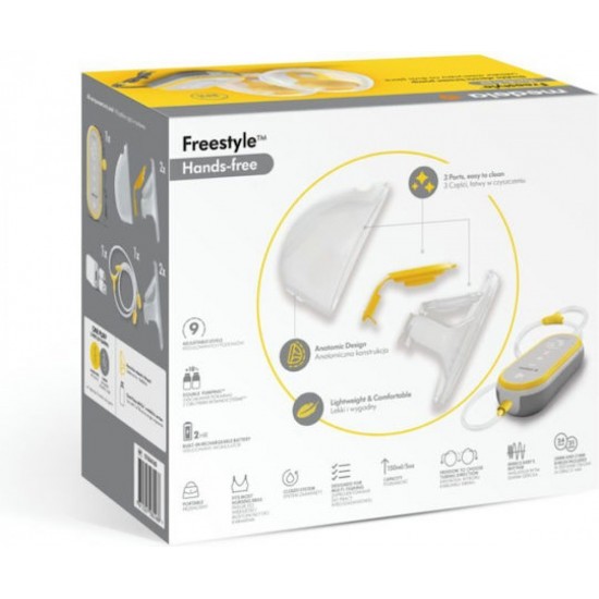 Medela Freestyle Hands Free Φορητό Διπλό Θήλαστρο Μπαταρίας και Ρεύματος Διάφανο