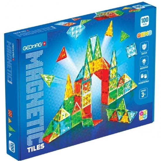 Geomag Μαγνητικό Παιχνίδι Κατασκευών Magnetic Tiles Gems για Παιδιά 3+ Ετών 100τμχ (4104)