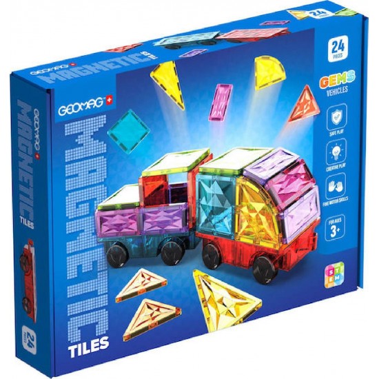 Geomag Μαγνητικό Παιχνίδι Κατασκευών Gems Vehicles για Παιδιά 3+ Ετών