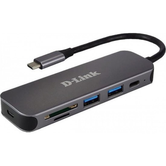 D-Link Hub 3 Θυρών USB 3.0 με σύνδεση USB-C (DUB-2325) Γκρι