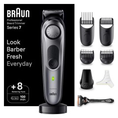 Braun Series 7 Beard Trimmer Μηχανή Επαναφορτιζόμενη (BT7420) Black / Space Grey