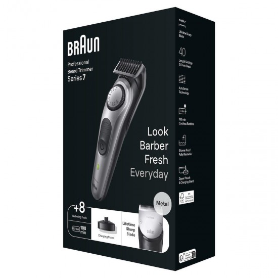 Braun Series 7 Beard Trimmer Μηχανή Επαναφορτιζόμενη (BT7420) Black / Space Grey