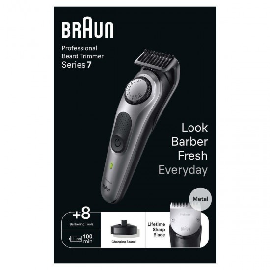 Braun Series 7 Beard Trimmer Μηχανή Επαναφορτιζόμενη (BT7420) Black / Space Grey