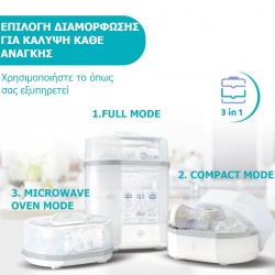 Chicco Βρεφικός Αποστειρωτής Μπιμπερό Ηλεκτρικός SterilNatural 3 in 1 (07391-10) White