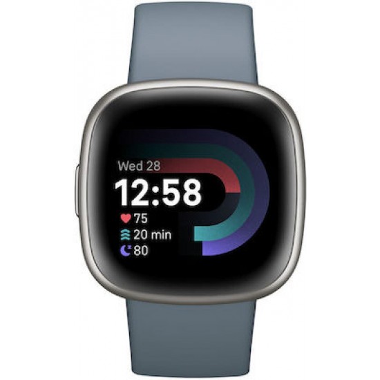 Fitbit Versa 4 Aluminium Αδιάβροχο Smartwatch με Παλμογράφο (Blue & Platinum)