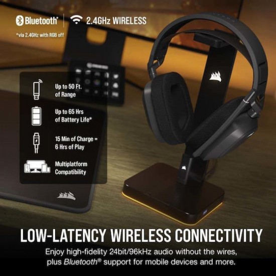 Corsair HS80 Max Premium Wireless RGB Gaming Headset (CA-9011295-WW) Steel Grey