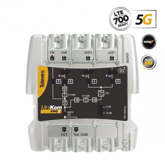 Televes MiniKom Easy-F 5G LTE 116dBuV Κεντρικός Ενισχυτής (562422)