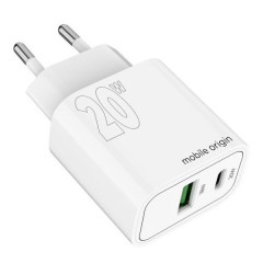 Mobile Origin PD20W Wall Charger USB-A 18W USB-C 20W (FRL-PD20W-MO12) White