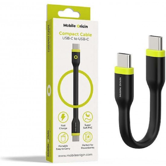 Mobile Origin Compact Cable USB-C to USB-C, black - (COMC-USBC-BLK)