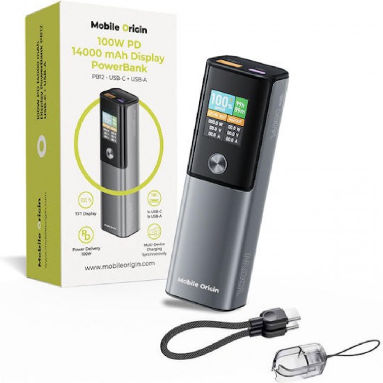 Mobile Origin PB12 Power Bank 14000mAh 100W με Θύρα USB-A και Θύρα USB-C