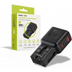 Mobile Origin 35W Travel Adapter, EU/US/UK/AU PW25, black - (MO-PW25-BLK)