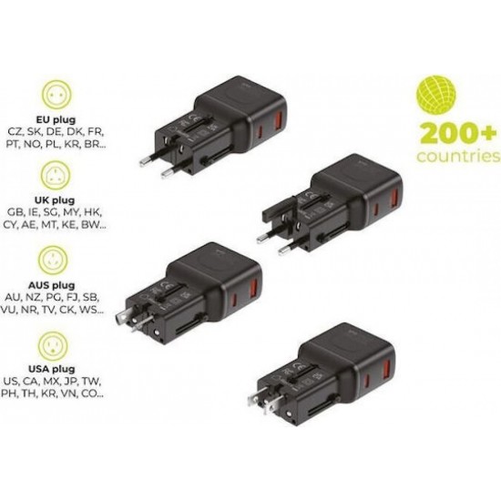 Mobile Origin 35W Travel Adapter, EU/US/UK/AU PW25, black - (MO-PW25-BLK)