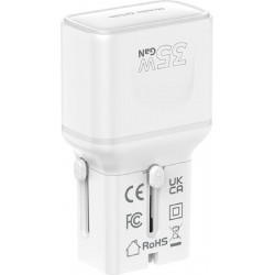 Mobile Origin 35W Travel Adapter, EU/US/UK/AU PW25, white - (MO-PW25-WHT)