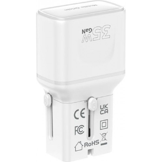 Mobile Origin 35W Travel Adapter, EU/US/UK/AU PW25, white - (MO-PW25-WHT)