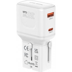 Mobile Origin 35W Travel Adapter, EU/US/UK/AU PW25, white - (MO-PW25-WHT)