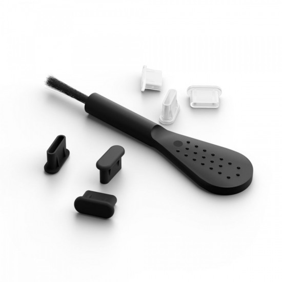 Mobile Origin USB-C Dust Plug & Cleaning Brush CL1 – Black/Clear (MO-CL1-BLK-CLR)