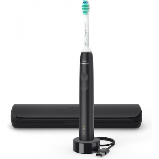 Philips Sonicare 3100 Ηλεκτρική Οδοντόβουρτσα με Χρονομετρητή, Αισθητήρα Πίεσης και Θήκη Ταξιδίου Black