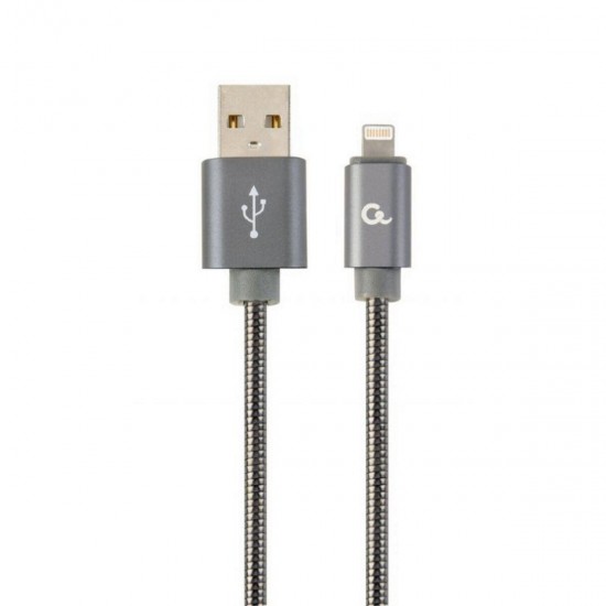 Cablexpert Braided USB to Lightning Spiral Braid 1m (CC-USB2S-AMLM-1M-BG) Metallic Gray