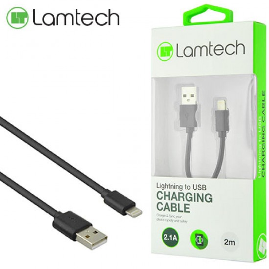 Lamtech Lightning Charging Cable 2m (LAM444526) Black