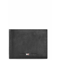 TOMMY HILFIGER AM0AM00660 002 Μαύρο δερμάτινο πορτοφόλι Johnson CC flap & coin pocket
