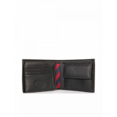 TOMMY HILFIGER AM0AM00660 002 Μαύρο δερμάτινο πορτοφόλι Johnson CC flap & coin pocket