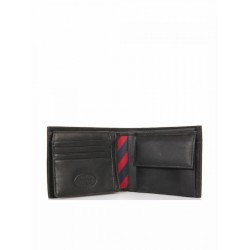 TOMMY HILFIGER AM0AM00660 002 Μαύρο δερμάτινο πορτοφόλι Johnson CC flap & coin pocket