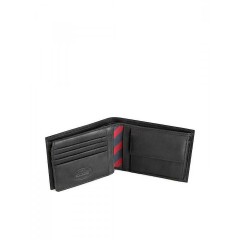 TOMMY HILFIGER AM0AM00660 002 Μαύρο δερμάτινο πορτοφόλι Johnson CC flap & coin pocket