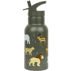 A Little Lovely Company Savanna Ανοξείδωτο Παιδικό Παγούρι Θερμός με Καλαμάκι Non Spill Πράσινο 350ml (DBSSSA60) Savanna
