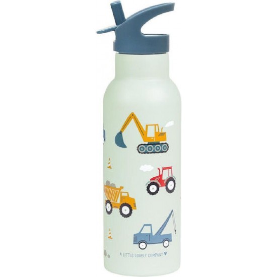 A Little Lovely Company XL Παιδικό Παγούρι Θερμός Ανοξείδωτο με Καλαμάκι 500ml (DBSXVE72) Vehicles