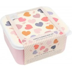 A little lovely company: Σετ 4 δοχεία φαγητού Lunch & Snack Box -Hearts SBSEHE84