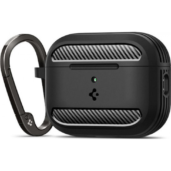 Spigen Rugged Armor Θήκη Σιλικόνης με Γάντζο σε Μαύρο χρώμα για Apple AirPods Pro 3