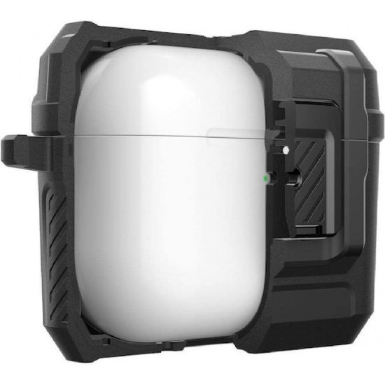 Spigen Lock Fit Θήκη Σιλικόνης / Πλαστική με Γάντζο για Apple AirPods Pro 3 (ACS09825) Μαύρο