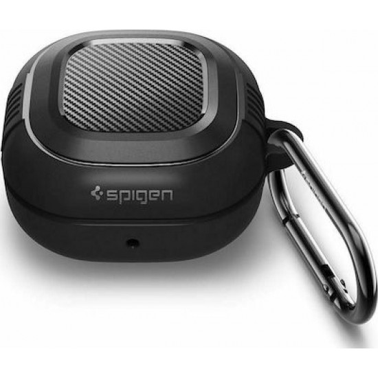 Spigen Rugged Armor Θήκη Σιλικόνης με Γάντζο  για Galaxy Buds 2 Pro / 2 / Live / Pro ASD01276 σε Μαύρο χρώμα