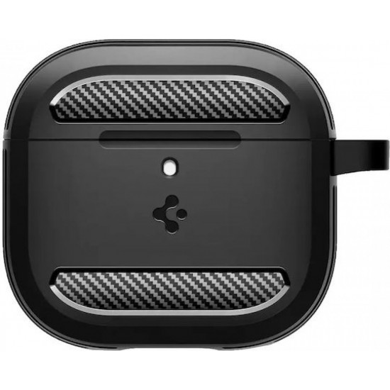 Spigen Rugged Armor Θήκη Σιλικόνης με Γάντζο σε Μαύρο χρώμα για Apple AirPods 4