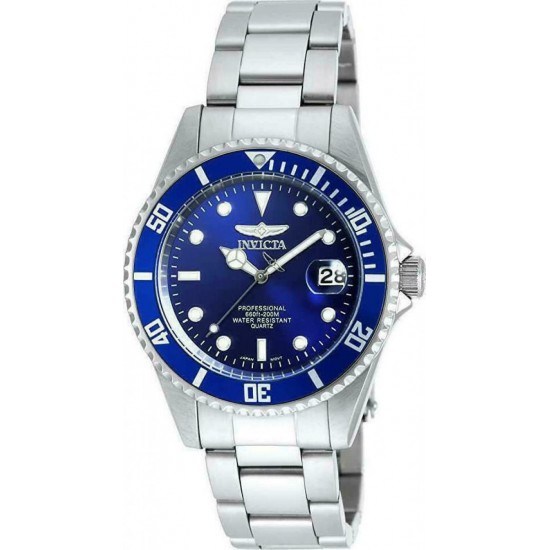 Invicta Pro Diver Ρολόι 38mm Μπαταρίας με Ασημί Μεταλλικό Μπρασελέ (9204OB)
