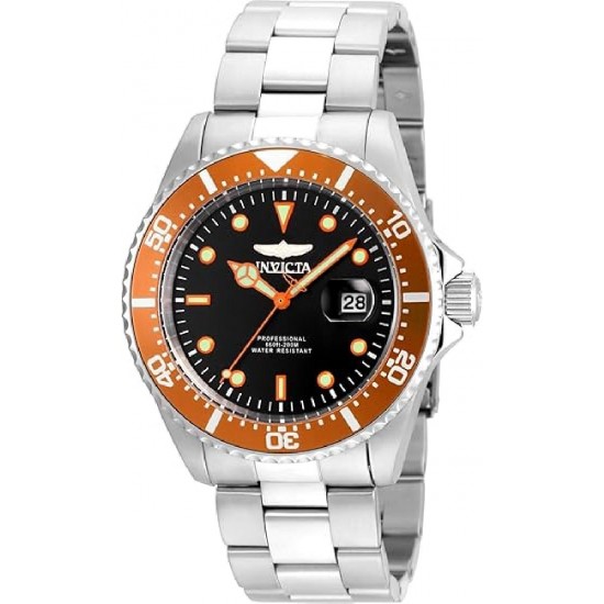 Invicta Pro Diver Ανδρικό Ρολόι 43mm Μπαταρίας με Ασημί Μεταλλικό Μπρασελέ (22022)