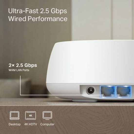 TP-LINK Deco BE25 v1 WiFi Mesh Network Access Point Wi-Fi 7 Dual Band (2.4 & 5GHz) σε Τριπλό Kit