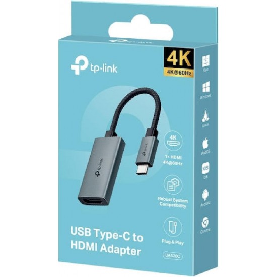 TP-LINK UA520C Μετατροπέας USB-C / HDMI male σε HDMI / USB-C female Γκρι v1.0