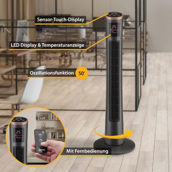 First Austria Ανεμιστήρας Πύργος Δαπέδου 102cm 40W FA-5560-5-GR Μαύρο