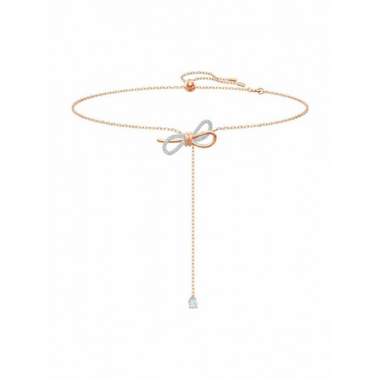 Swarovski Lifelong Bow Y Κολιέ με Ροζ Επιχρύσωση (5447082)