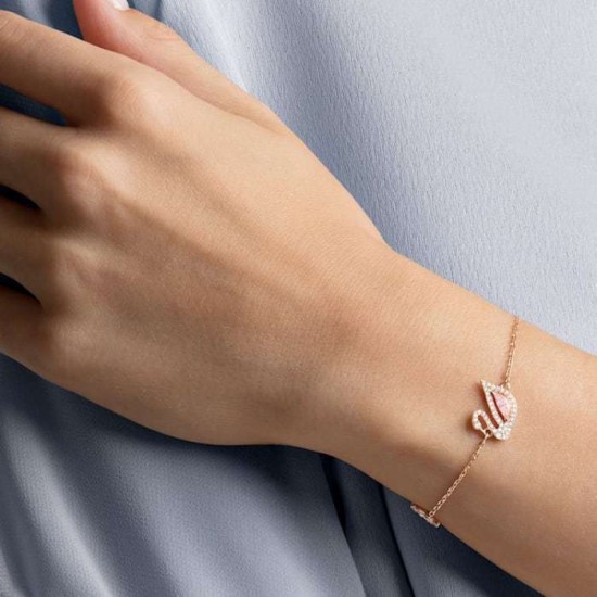 Swarovski 5485876 Γυναικείο Βραχιόλι Αλυσίδα Dazzling Swan Small Επιχρυσωμένο ?