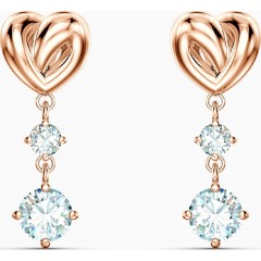 Swarovski Lifelong Heart Pierced Earrings, White Rose-gold tone plated (5517942)