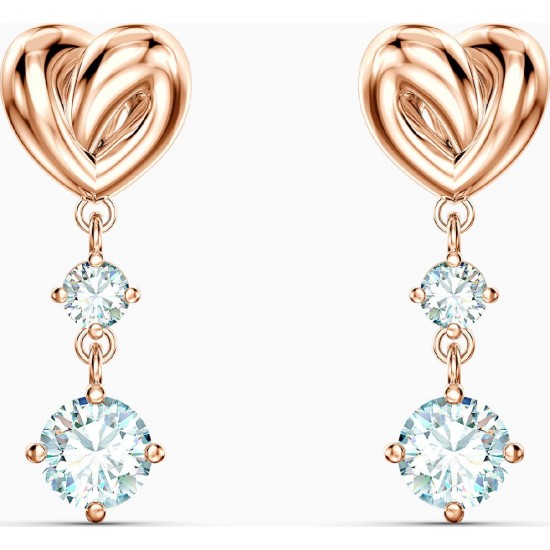 Swarovski Lifelong Heart Pierced Earrings, White Rose-gold tone plated (5517942)