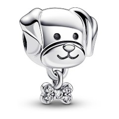 Pandora Pet Dog & Bone Charm από Ασήμι με Ζιργκόν